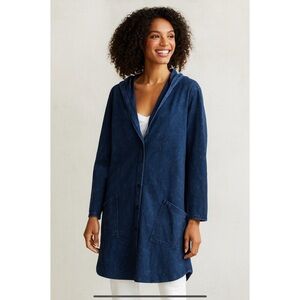 MAGDALENA ACID WASH JACKET CARDIGAN HOOD STRETCH JERSEY LONG LINE CASUAL CHIC M